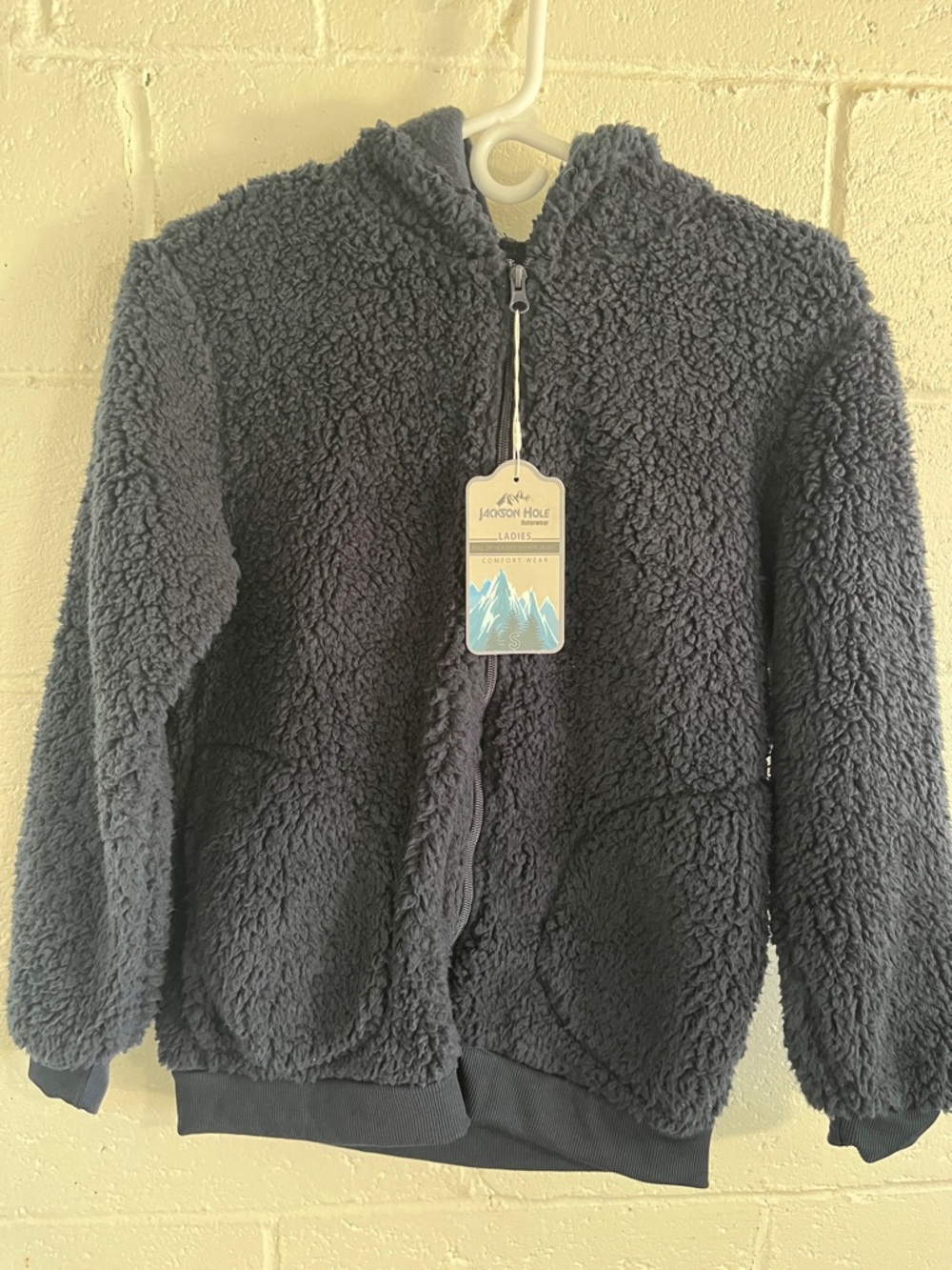Jackson Hole Navy Sherpa Zip Hoodie- Small